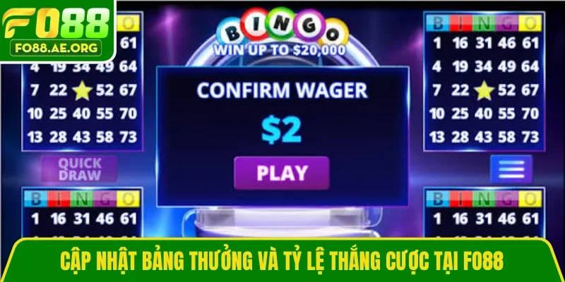 Cập nhật bảng thưởng và tỷ lệ thắng cược tại FO88