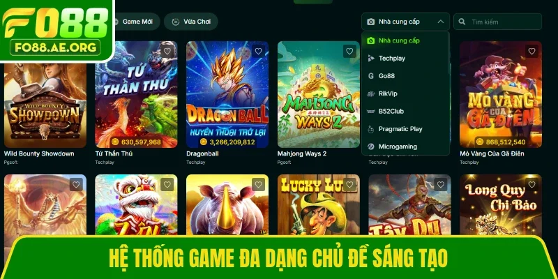 Hệ thống game đa dạng chủ đề sáng tạo