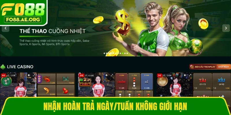 Nhận hoàn trả ngày/tuần không giới hạn